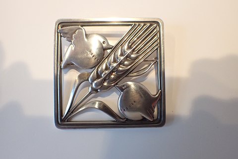 Georg Jensen - Art Deco, "Fugle-ved Neg" broche i sterling sølv.