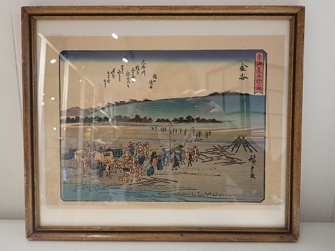 Hiroshige farvelagt træsnit fra serien "Thirty-six Views of Mount Fuji"